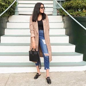 Glen plaid duster coat